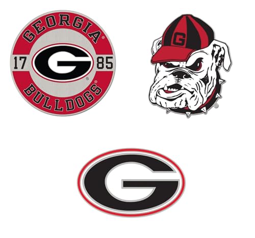 World Flags Direct Pack of three NCAA Collector Enamel Pins; 3 College Pin Badges by Wincraft (UGA Bulldogs, 3 Pack Pin Set)
