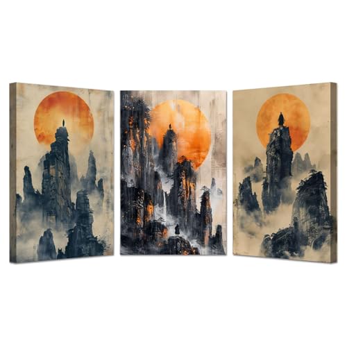 Peinture à l'encre de montagne pour la décoration du salon JOSUE