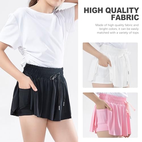 3 Packs Girls Athletic Shorts with Elastane Liner, Sports Running Fitness, 2-in-1 Butterfly Skirts with Pocket3