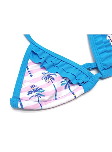 Image of SHEKINI Girls Swimwear Halter Triangle Bikini Set Ruffled Hawaii Beach Sport Two Piece Swimsuits