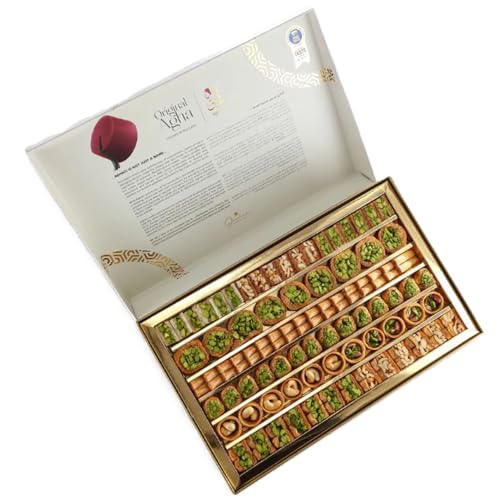 Premium Baklava 750g Gemischte Sorten - Orientalische Süßigkeiten Geschenkbox - Mit Echten Pistazien & Nüssen - Süßgebäck Spezialität & Ben’s Garden Notiz Set