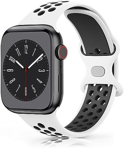 Vancle Silicone Bands Compatible with Apple Watch Band 38mm 40mm 41mm 42mm 44mm 45mm 49mm, Soft Breathable Waterproof Wristbands Straps for iWatch Series Ultra 2 Ultra 9 8 7 6 5 4 3 2 1 SE Women Men