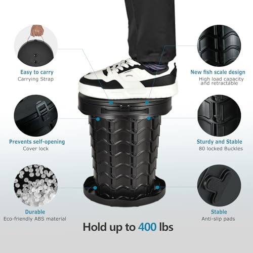Upgrade Retractable Portable Toilet Camping Toilet Lightweight and Height Adjustable Folding Travel Toilet Portable Potty for Adults Kids, Perfect for Travel,Camp,Car,Emergency Use - Image 5