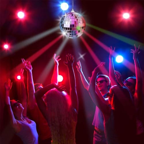 4 unidades de bolas espejadas de discoteca de 4 pulgadas, decoración colgante plateada para fiestas navideñas, años 70 y eventos temáticos miniatura 2