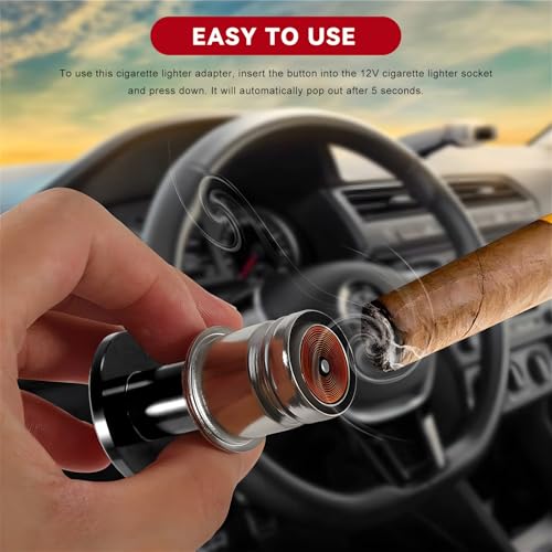 Image of Eject Button Car Cigarette Lighter, 12 Volt Aluminum Auto Cigarette Lighter Plug Replacement, Universal Cigarette Lighters Button Decoration for Most Vehicle Socket Size A (Black)