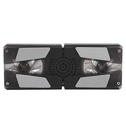 aqxreight Almohadilla de Enfriamiento para Computadora Portátil con 2 Ventiladores Transparentes, Altavoz Incorporado y Puerto de Carga de Teléfono, Soporte Plegable, Luz LED Azul para Computadoras