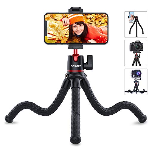Handy Stativ flexibel, Kamera Stativ mit Handy Halter, Smartphone Stativ Tripod für Universal Phone wie iPhone Samsung und Kamera Gopro