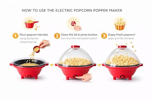 Image of Aluminum Popcorn Making Machine and Use Electric Big Popcorn Machine Automatic Household Electric Instant Popcorn Maker Stylish Design (popper popcorn maker)