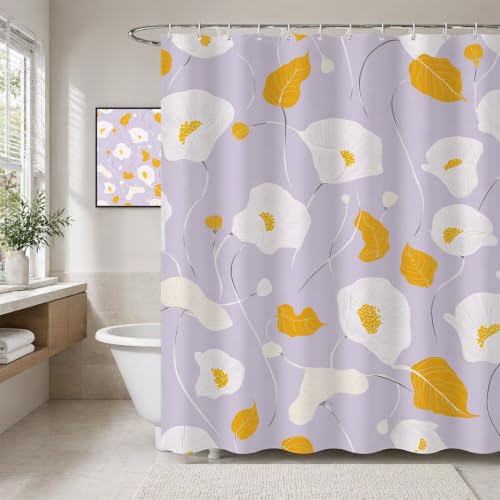 Rideau douche en polyester avec ourlet lesté stable et 12 crochets
