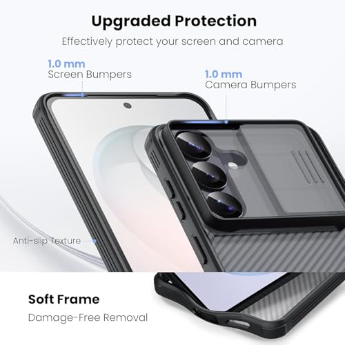 Image of Nilkin Classic Series Compatible Samsung S26 Plus Case with Camera Cover, [Camera Lens Protector] [Scratch-Resistant] [360 Full Protection] Shockproof Slim Phone Case (Transparent Black, S26Plus)