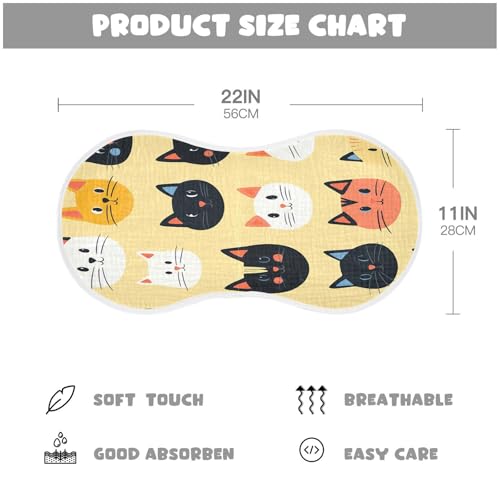 Cartoon Cat Plant Burp Cloths Cotton Baby Washcloths,Large 22x11in Burping Cloth Absorbent and Soft for Newborn Baby Boys and Girls,4 Pack4
