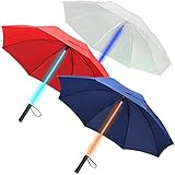 3 PACK - LED Lightsaber Light Up Umbrellas with 7 Color Changing Effects | Windproof Golf Umbrellas with Flashlight Handle (Ed.2)