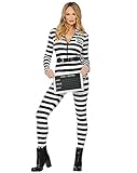 Spirit Halloween Adult Jailbird Catsuit Costume - L | Jailbreak Costume | Couples’ Costumes | Prisoner Outfit
