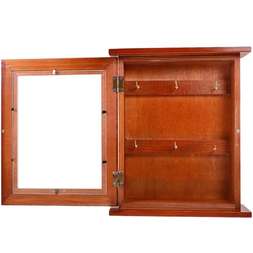 Mobestech 木製壁掛け キーキャビネット 鍵管理ボックス 鍵収納 オーガナイザー 玄関用 アクリルパネル付き ロック付き インテリアに合う耐久