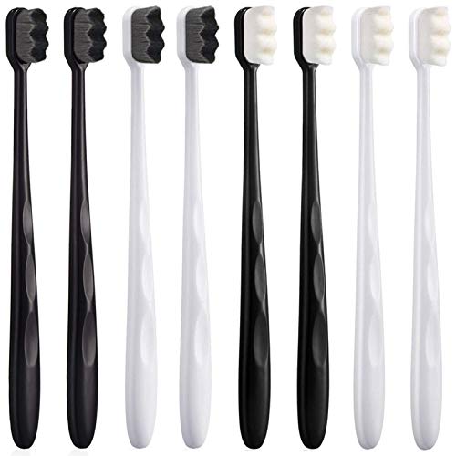 Extra Soft Toothbrush with 20000 Soft Bristles Micro Nano Toothbrush Soft Bristles Manual Toothbrush for Sensitive Teeth Adult Kid Children（Black and White)