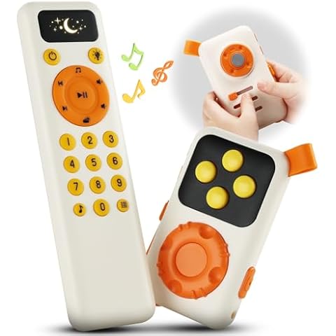 Aprilwolf Montessori Baby TV Remote Toys & MP3 for 1 2 Year Old, Baby Toys 6 12 18 Months with Light & Sound, Toddler Birthday Gifts Boys Girls Cover