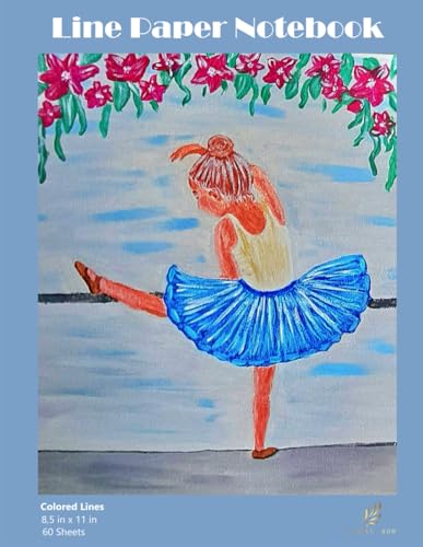 Explore our Colored Lined Paper Notebook Ballerina, with colored lines, Large size 8,5 x 11 in, 120 Pages: Perfect for writing practice, writing ... as aesthetic design, matte, beautiful gift