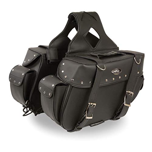 Image of Milwaukee Leather Studded Throw-Over Motorcycle Saddlebags - Synthetic Leather - Universal Fit - Zip-Off - Medium