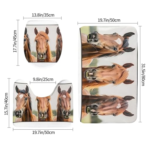 Alfombrilla de baño de microfibra antideslizante lavable a máquina con bonito diseño de caballos 3