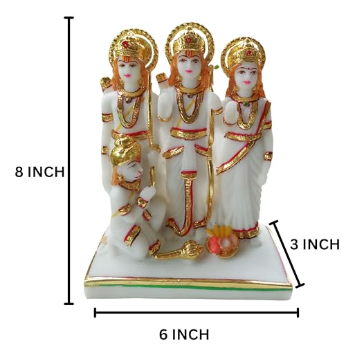 Image of Ram Darbar 8-inch Multicolor Marble dust, Best Used for Home Temple, Home Decoration, Gifting Purpose - Statue of Lord Rama, Wedding Gift, Anniversaries Gift Home Decor