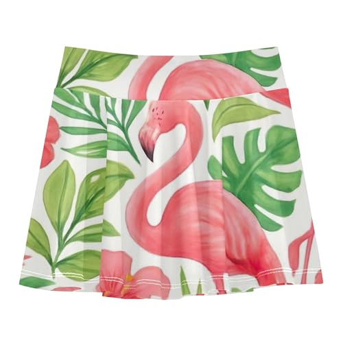 Tropical Pink Flamingos Athletic Shorts Girls Skorts Toddler Tennis Skirts Pink Cute Teen Cheer 3t