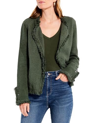 NIC+ZOE Women's Fringe Mix Knit Jacket2
