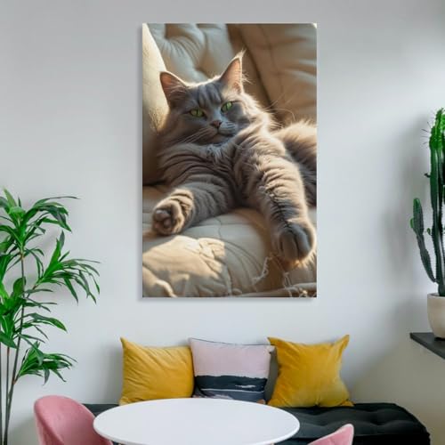 Toile murale chat gris grand format pour mur vide