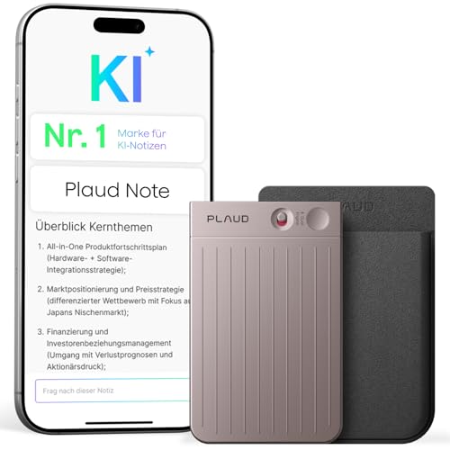 Plaud Note KI Digitales Diktiergerät mit Hülle - 64 GB Aufnahmegerät mit KI-Technologie zum Transkribieren und Zusammenfassen, One-Touch-Aufnahme, Rauschunterdrückung, Unterstützt 112 Sprachen