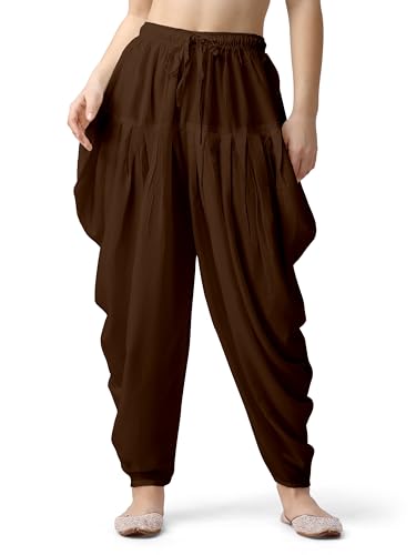 Image of Mehrang Loose Fit Rayon Dhoti Pant for Women Patiala Slawar Bottom Wear Harem Pants, Waist Free Size (26 Inch to 38 Inch)