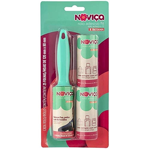 Noviça - Rolo Adesivo Fit com 25 Folhas Tira Pelos, Acompanha 2 Refis, Bettanin