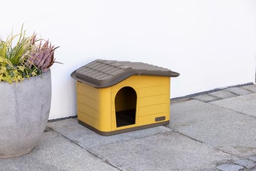 KERBL Katzenhaus Paola Eco – 60 x 51 x 41 cm (Honey/Braun, aus recyceltem Kunststoff, Stecksystem) 80901