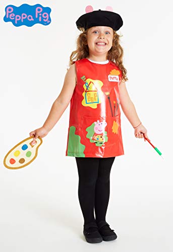 Peppa Pig Kunstenaarskostuum voor kinderen met schilderschort, baret, schilderpalet en speelgoedpenseel, kostuum voor meisjes, maat 3, 4 of 5 jaar, cadeau-idee voor verjaardagsfeestje, kostuum - multi - 4 jaar - Image 6