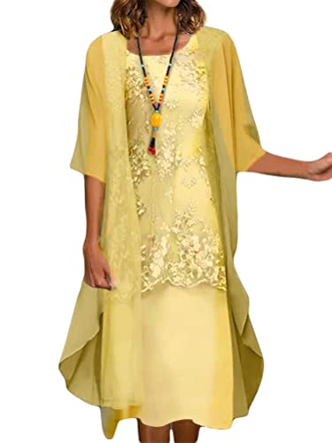 Minetom Damen Spitzenkleid Drucken Cocktailkleid Festliche...