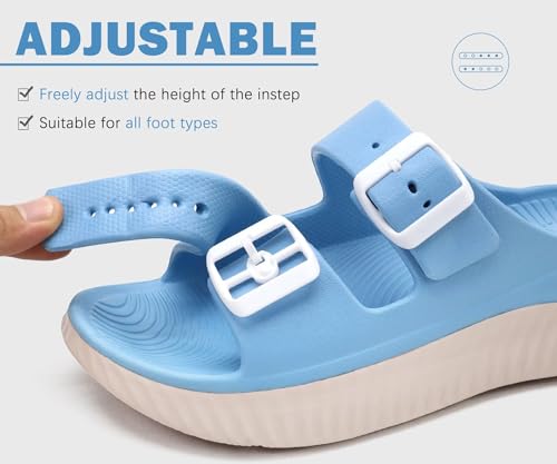 Image of KuaiLu Womens Recovery Sandals With Comfortable Plantar Fasciitis Arch Support, Orthotic Adjustable Thick Cushion Sport Slides Reduces Stress on Feet, Joints & Back Post-Exercise