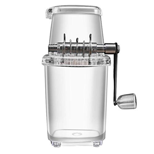 Portable Ice Crusher Manual Ice Shaver with Stainless Steel Blades Hand Crank Snow Cone Maker Machine Blender Transparent Breaker for Frozen Drinks Cocktails Smoothie