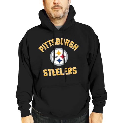 Team Fan Apparel NFL Adult Gameday Hooded Sweatshirt - Poly Fleece Cotton Blend - Stay Warm and Represent Your Team in Style (Pittsburgh Steelers - Black, Large)