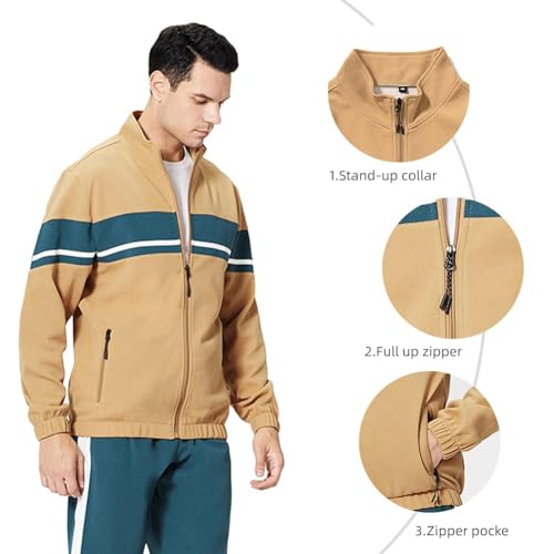 LBL Leading the Better Life Men's Sweat Suit 2 Piece Outfit Casual Contrast Sports Jogging Tracksuits Set3