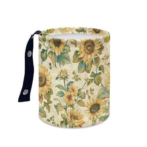 Image of Pensura Car Trash Can Multipurpose Camping Cute Sunflowers Trash Can Quality Portable Small Waste Basket Car Garbage Bag Collapsible Cars Seat Back Use for Women Interior