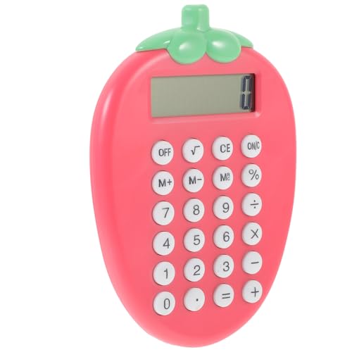 Healeved Calculadora Solar Portátil Pequeña Diseño de Fresa Calculadora Electrónica para Oficina y Escuela Herramienta Compacta para Cálculos Básicos y Uso Escolar