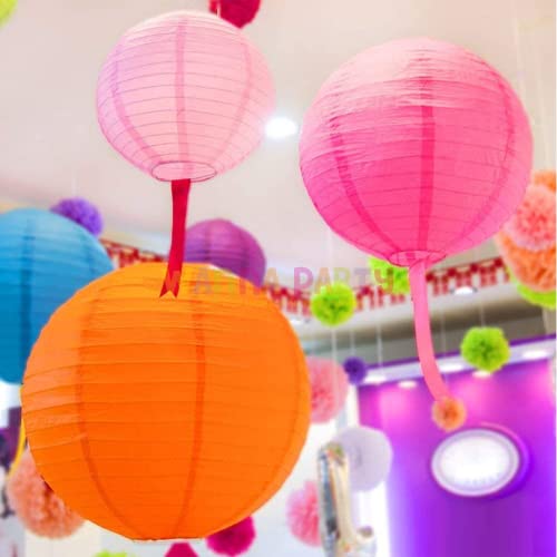 Image of Wanna party Yellow Paper Lanterns, Hanging Lanterns for Summer Barbecue Birthdays Holidays Picnic Party Supplies, 14 Inches