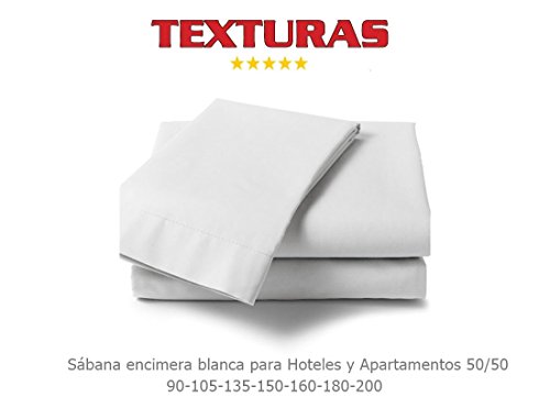 TEXTURAS BASICS - Sábana Encimera para Hotel y Apartamentos ECONOMY Blanco ( Varios tamaños disponibles ) (cama 090: encimera 160x275)