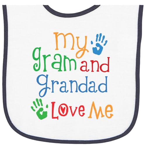 inktastic My Gram and Grandad Love Me Baby Terry Cloth Bib