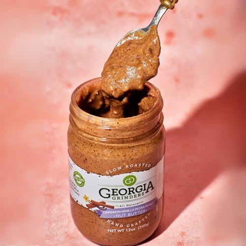 Image of Georgia Grinders Cinnamon Vanilla Pecan-Peanut Butter Blend, Non-GMO, Gluten Free, No Palm Oil, No Added Sugar, Vegan Friendly, 12 Ounce (1 Pack)
