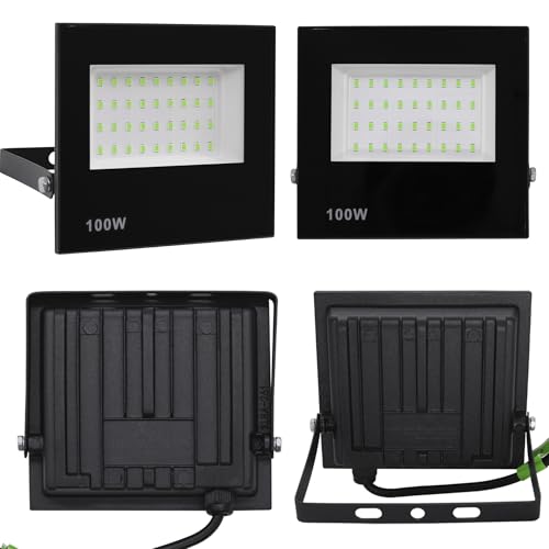 Kit 10 Refletor Led 100w Holofote Bivolt Prova Dágua Verde