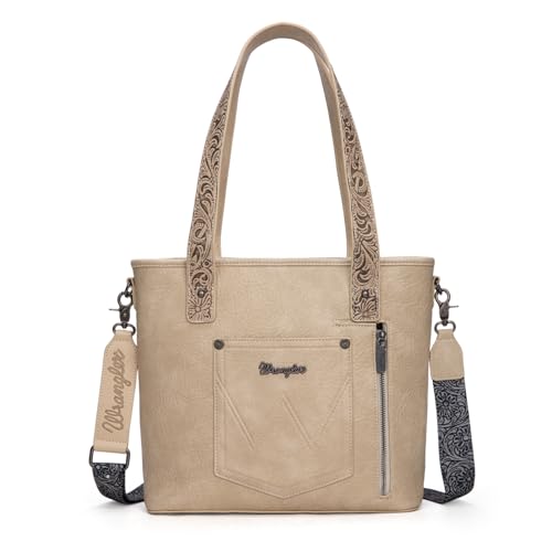 Image of Montana West Wrangler Cowhide Tote Bag for Women Western Tooling Handbag Leather Fringing with Turquoise Stone Concho