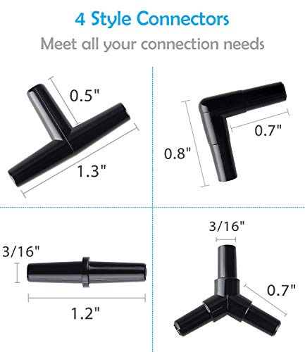 Image of Pawfly 40 Piece Aquarium Airline Tubing Connectors Black, Aquarium Airline Tubing Connector Plastic Inline Valve