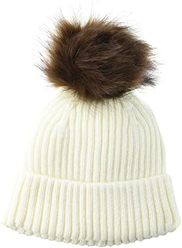 Amazon Essentials Women's Ribbed Beanie with Faux Fur Pom