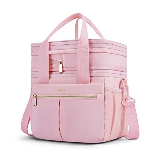 TOURIT Insulated Lunch Box Bag, Double Deck Leakproof Cooler Tote for Work Office Picnic, Expandable Lunch Container, Pink