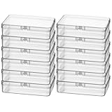 Thintinick 12 Stück Aufbewahrungsbehälter aus Kunststoff, rechteckig, transparent, mit Scharnierdeckel, für Perlen und andere kleine Bastelartikel (11,5 x 8,5 x 2,8 cm)