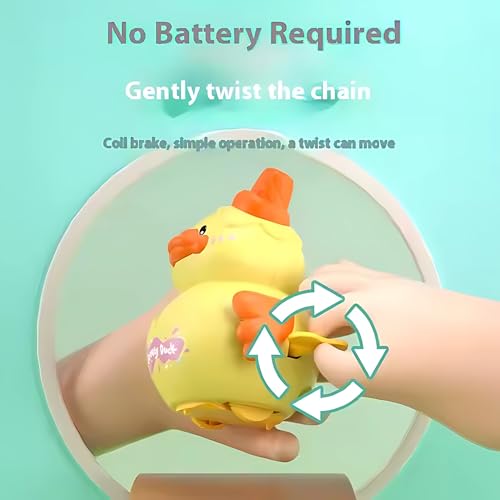 Image of Crackles Wind-Up Duck - Mini Clockwork Animal That Walks and Flaps Wings - No Battery Cute Baby Toy, Return Gift, Crawling Toy for Toddlers & Kids Mini Car - Multicolor - Pack of 1